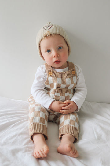 Mocha checkerboard Dungarees - Unisex