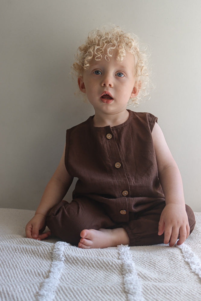 Cotton Romper - Brown