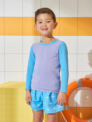 Grass & Air - Long Sleeve Rash Vest - Lavender and Cornflower Blue