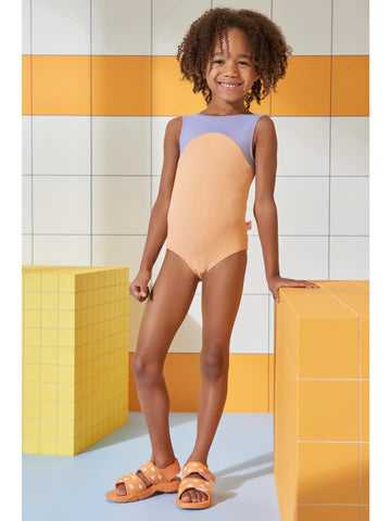 Grass & Air - Ribbed Swimsuit - Peach and Lavender