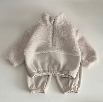 Teddy Fleece Half Zip Two Piece Set - Tracksuit