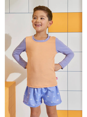 Grass & Air - Long Sleeve Rash Vest - Lavender and Peach