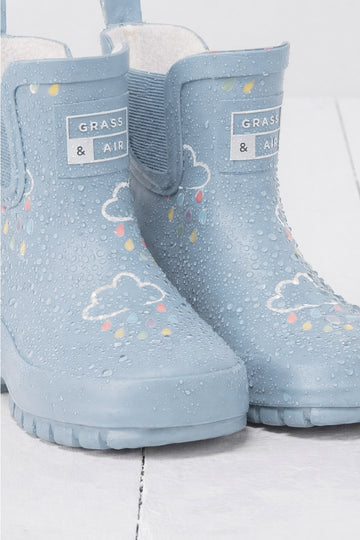 Grass & Air - Chunky Shorty Wellies - Powder Blue (PREORDER)