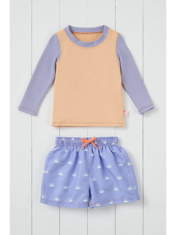 Grass & Air - Long Sleeve Rash Vest - Lavender and Peach