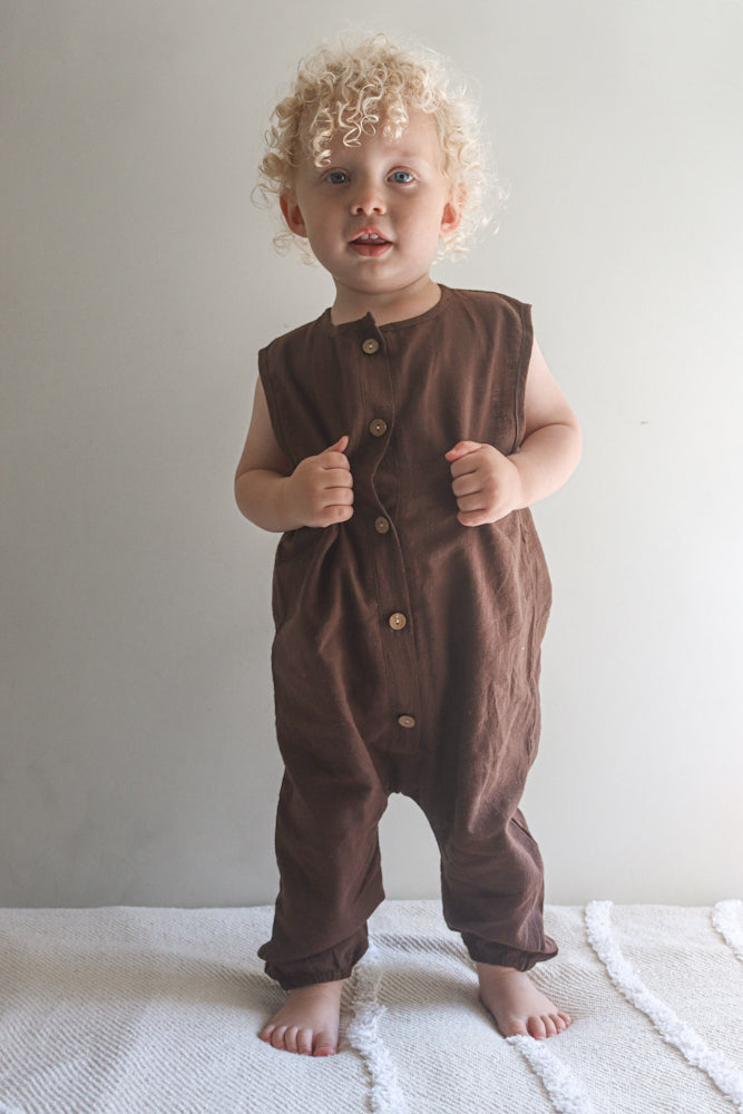 Cotton Romper - Brown