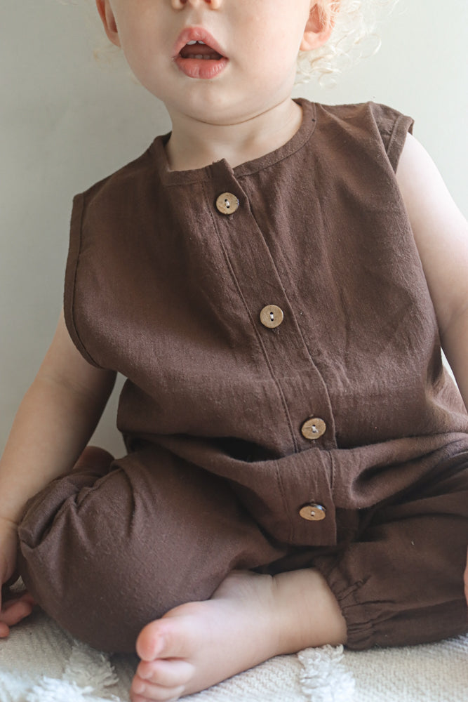 Cotton Romper - Brown