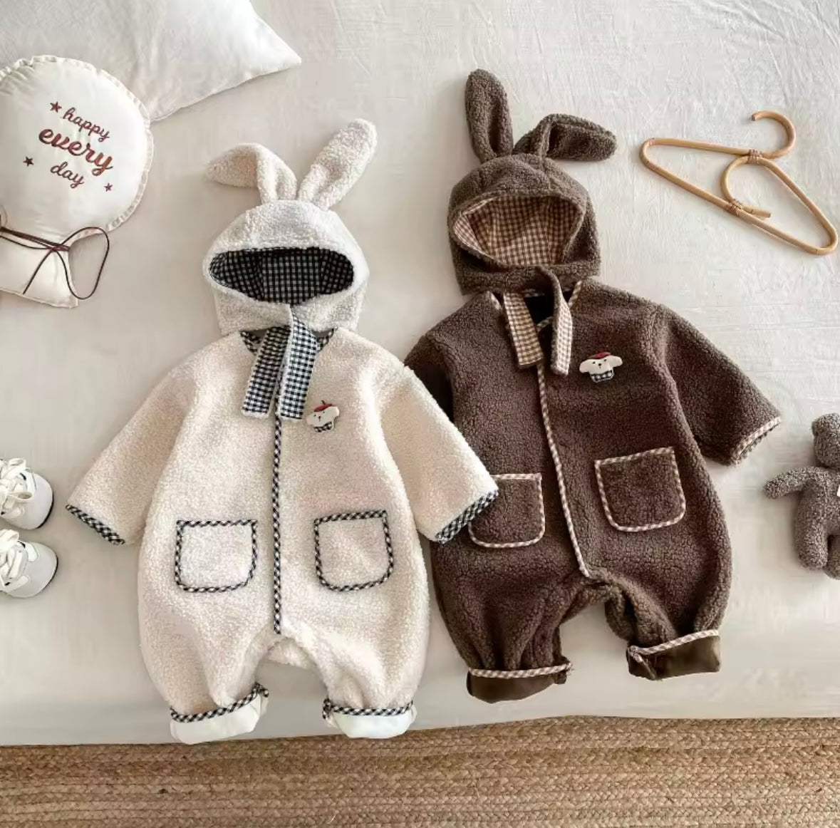 Baby Cozy Bunny Hooded Romper