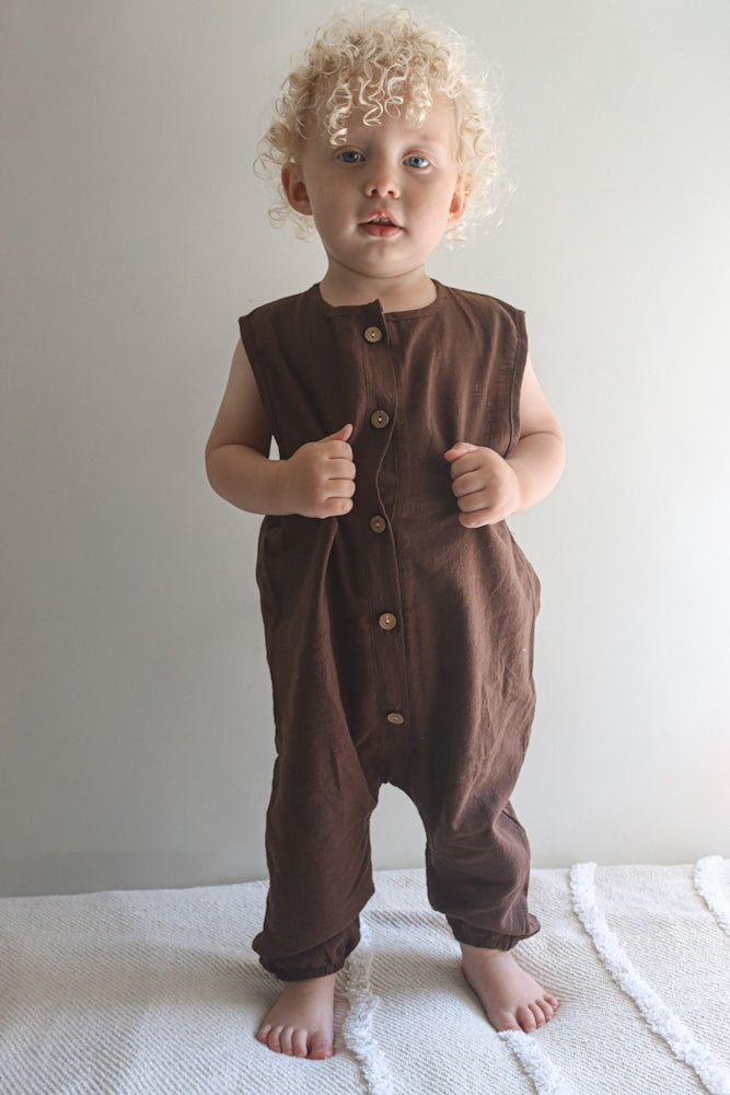 Cotton Romper - Brown