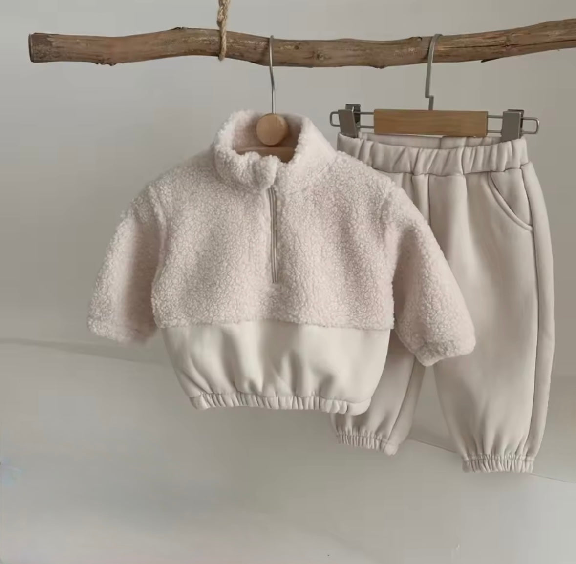 Teddy Fleece Half Zip Two Piece Set - Tracksuit