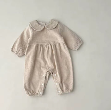 Beige Corduroy Peter Pan Romper