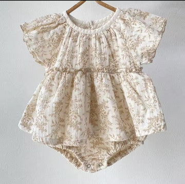 Floral Romper - Beige