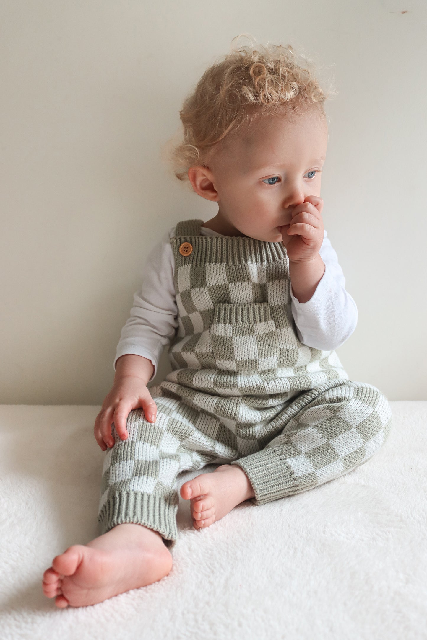 Sage checkerboard Dungarees - Unisex