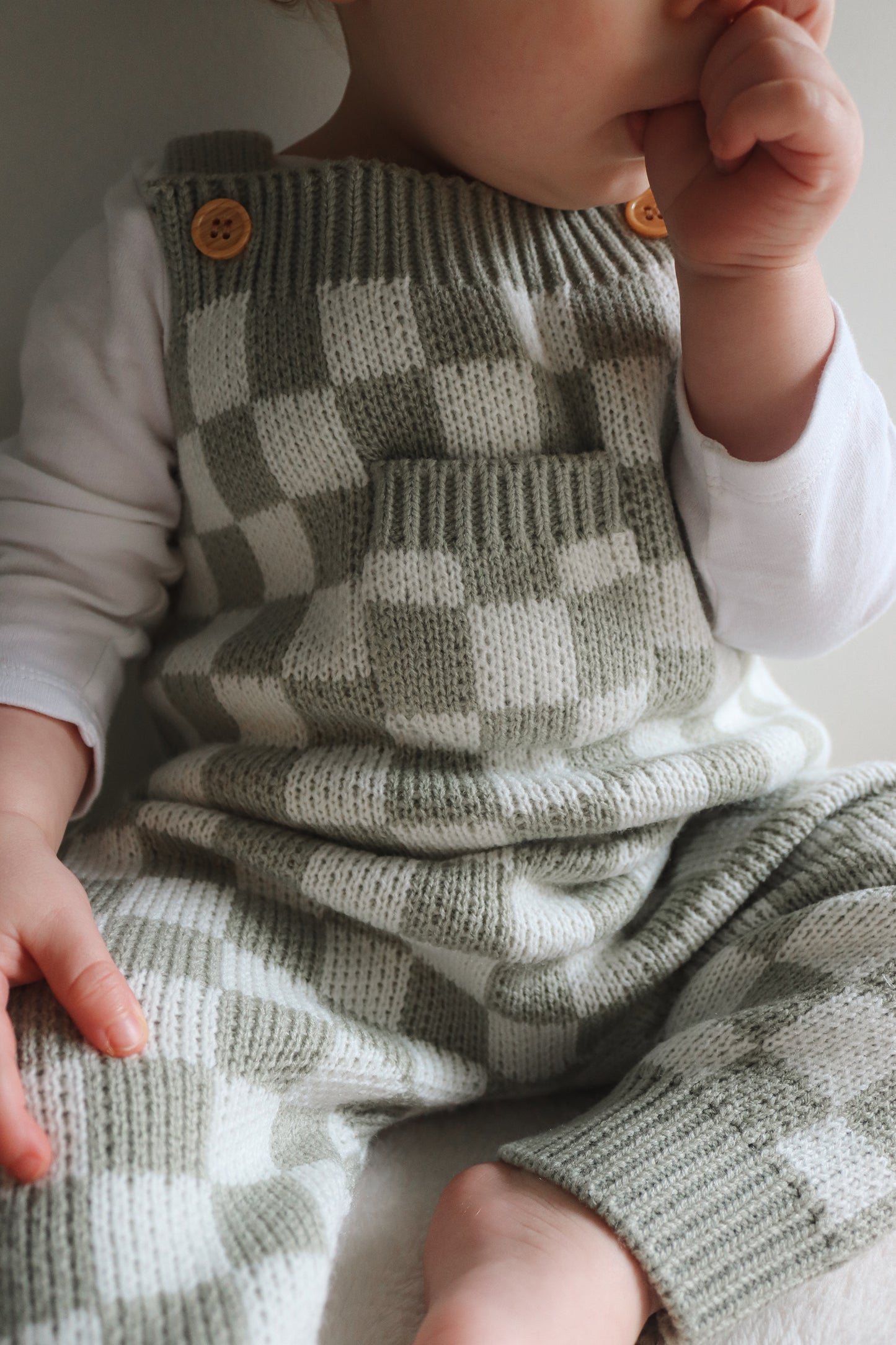 Sage checkerboard Dungarees - Unisex