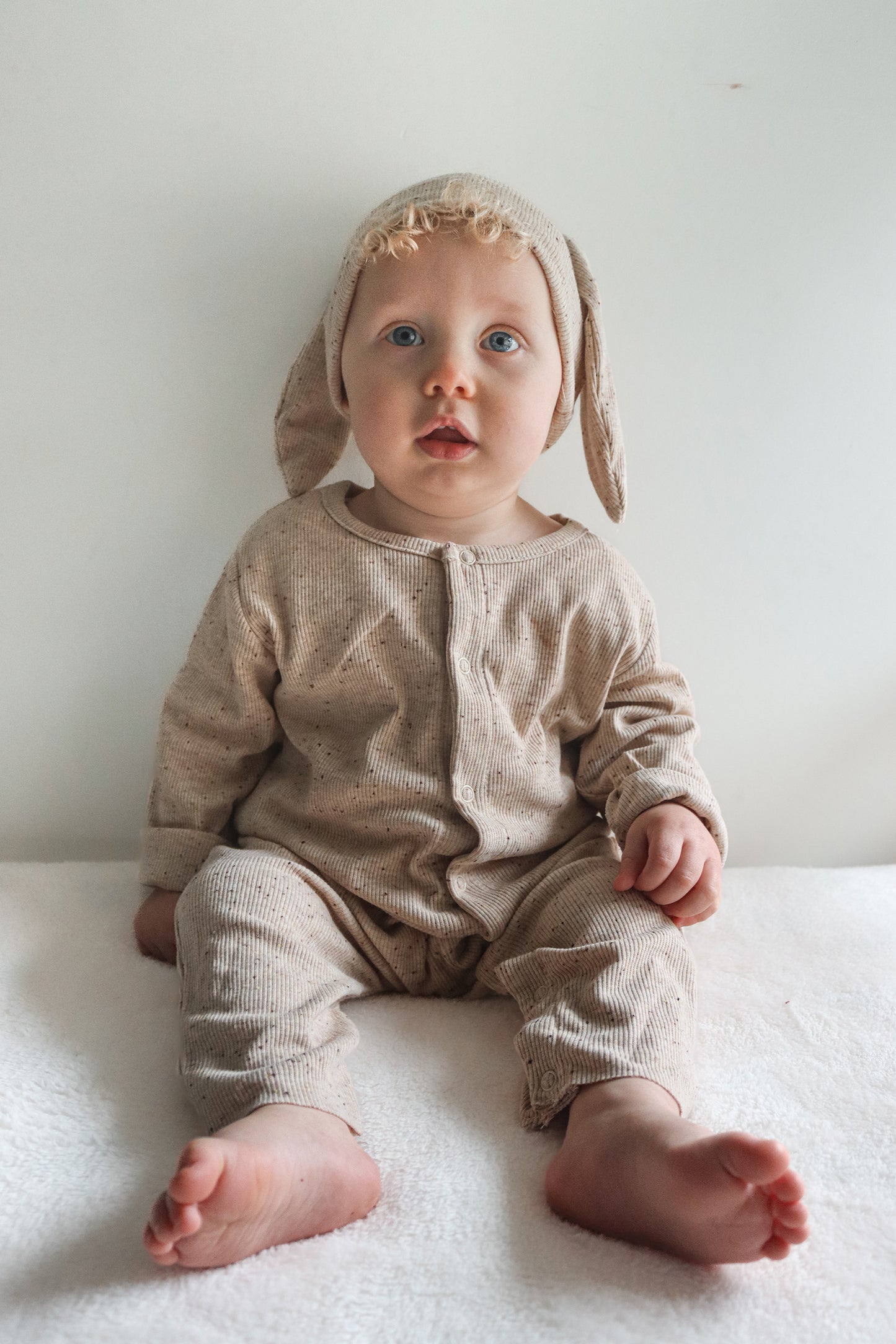 Easter Bunny Jumpsuit + Hat - Latte - Unisex