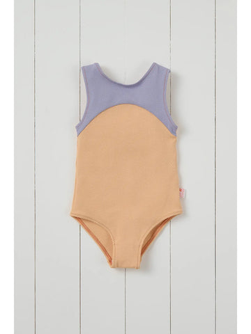 Grass & Air - Ribbed Swimsuit - Peach and Lavender