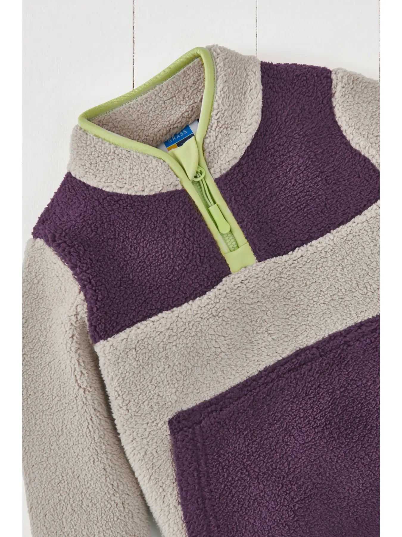 Grass & Air - Amythst Purple & Geothermal Grey - Borg Quarter Zip Jumper